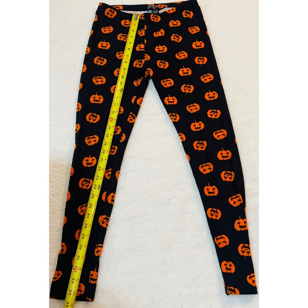 Just One Halloween Leggings Womens Large Black Orange Pumpkin Jack-O-Lantern - Picture 4 of 6